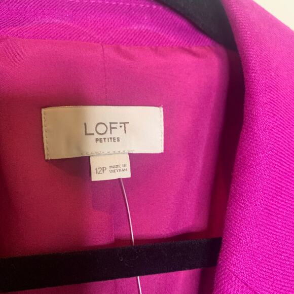 Loft Pink Blazer Double Breasted Cotton Linen 12 Petite NWOT - Picture 7 of 10